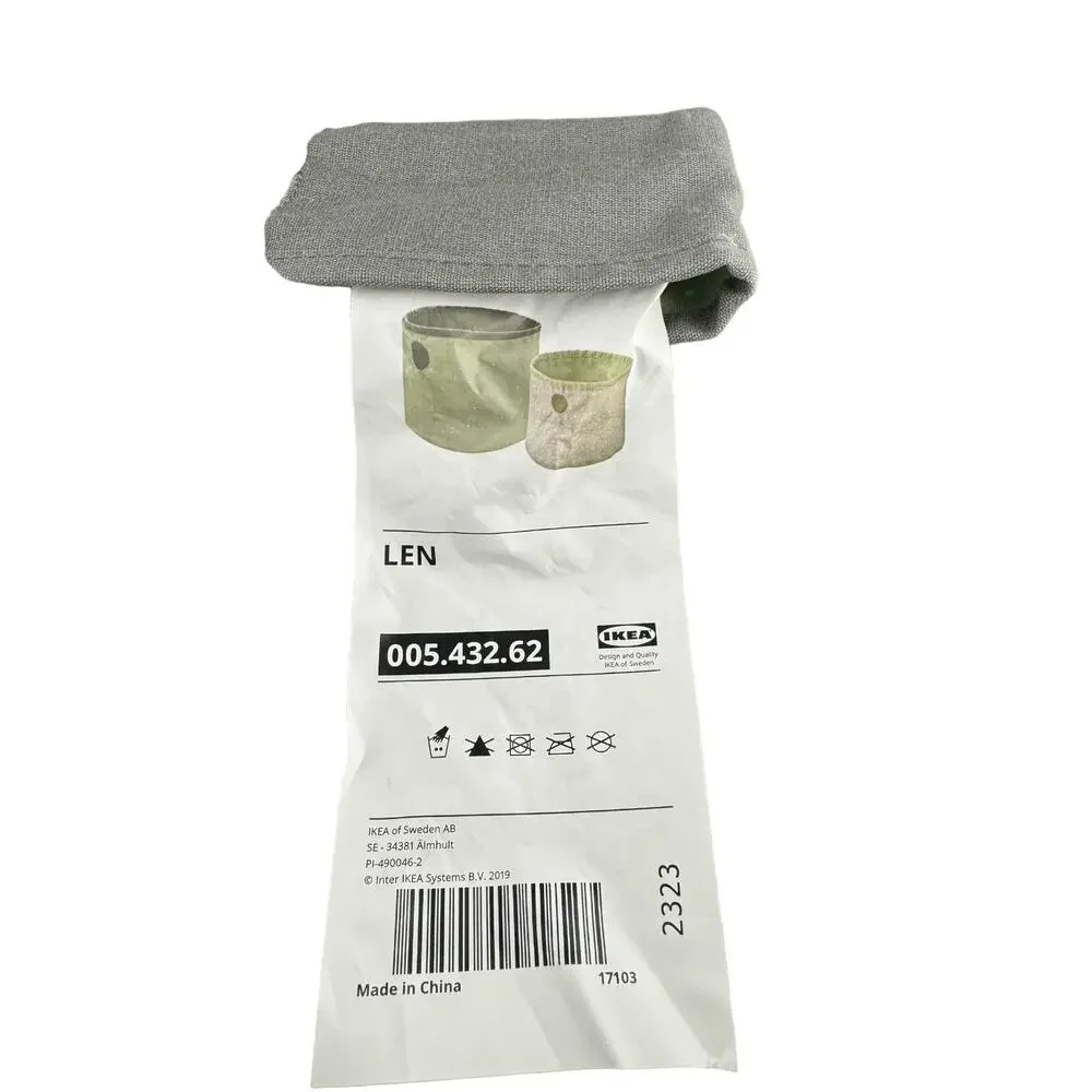 IKEA Len Green & Gray Reversible Round Fabric Storage Boxes Brand New